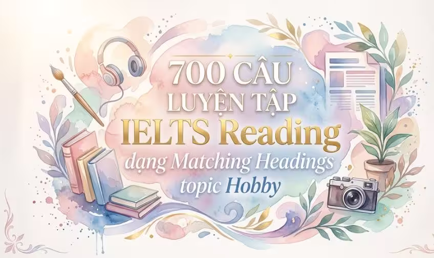 700 câu luyện tập IELTS Reading dạng Matching Headings topic Hobby